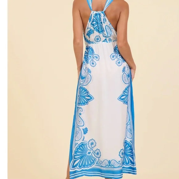 NWT Surf Gypsy Blue and White Floral Dress size large $73 - Picture 12 of 13